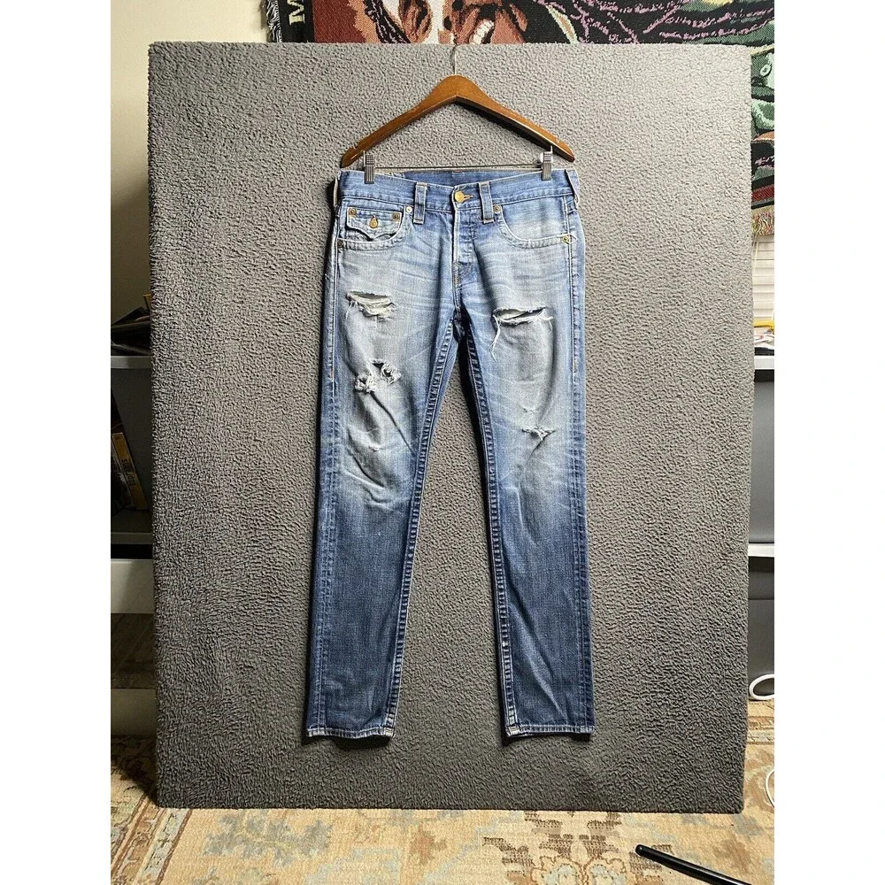 Vintage Y2K True Religion Zach Mens Jeans Straight Button Fly W32 L32 USA Made